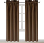 DWCN Blackout Curtains for Bedroom – Thermal Insulated Room Darkening Drapes for Living Room, Brown, W 42 x L 84 Inch, Set of 2 Rod Pocket Curtain Panels