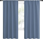 NICETOWN Stone Blue Blackout Curtains for Living Room - Triple Weave Home Decoration Thermal Insulated Solid Rod Pocket Blackout Drapes for Bedroom(Set of 2, 42 x 72 Inch)