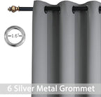 Yakamok 84 Inch Length Grey Blackout Curtains for Bedroom, Thermal Insulated Room Darkening Grommet Top Window Drapes for Living Room,42W x 84L,2 Panels