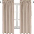 DWCN Blackout Curtains for Living Room Thermal Insulated, Energy Saving & Noise Reducing Bedroom Curtains, Camel, W 38x L 72 Inch, Set of 2 Rod Pocket Curtain Panels