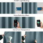 MIULEE Greyish Blue Back Tab Blackout Curtains 52x90 Inch Long 2 Panels Set