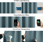MIULEE Greyish Blue Back Tab Blackout Curtains 52x102 Inch Long 2 Panel Set