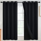 SimpleHome 100% Blackout Curtains for Bedroom,Thermal Insulated Grommet Window Drapes Room Darkening Black Curtains for Living Room with Black Back,52 x 63 Inch,2 Panels
