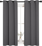 NICETOWN Bedroom Curtains Blackout Drapery Panels, Three Pass Microfiber Thermal Insulated Solid Ring Top Blackout Window Curtains/Drapes (Two Panels, 34 x 54 inches, Gray)