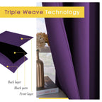 NICETOWN Bedroom Curtains Blackout Drapery Panels, 2 Panels, 70 x 72 inches, Royal Purple, Three Pass Microfiber Thermal Insulated Solid Ring Top Blackout Window Curtains/Drapes