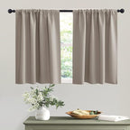 RYB HOME Short Sand Blackout Curtains for Small Bedroom Window, Insulating UV Blocking Drapes for Kitchen Cafe Basement Garage, Privacy Tiers for Bathroom Window, Width 42 by Length 36, Set of 2