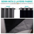 NICETOWN Total Shade Curtains and Draperies, Heavy-Duty Full Light Shading Drapes with Black Liner Backing for Villa/Hall/Dorm Window（Gray, Package of 2, 52 inches Wide x 95 inches Long