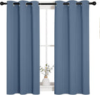 NICETOWN Kitchen Curtains Small Window Curtains & Drapes, Thermal Insulated Solid Grommet Panels for Cupboard, Loft, Cafe, Dining Room (Stone Blue, 34" W x 45" L, 2PCs)