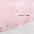 duduta Pink Faux Sheepskin Round Rug 4x4 ft, Fluffy Shag Fur Bedroom Nursery Girls Playroom Rug Dorm Decor Non Slip Washable