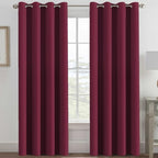H.VERSAILTEX Christmas Curtain for Living Room Thermal Insulated Window Treatment Curtain Extra Long 108 inch Length Energy Saving Solid Grommet Blackout Drape, One Panel, Burgundy Red，52" W x 108" L