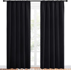 NICETOWN Black Out Window Curtains - Solid Home Decor Thermal Insulated Blackout Drapes for Bedroom, Privacy Assured Patio Window Treatment (2 Panels, 52 inches Wide by 84 inches Long)