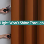 Yakamok Orange 100% Blackout Curtains, Total Blackout Lined Curtain Panels for Bedroom, 2 Thick Layers Grommet Top Thermal Insulated Blackout Drapes for Living Room(52Wx84L, Burnt Orange, 2 Panels)