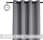 Yakamok Grey Blackout Curtains for Bedroom, Light Blocking Thermal Insulated Grommet Blackout Drapes for Living Room(52W by 45L, Grey, 2 Panels)