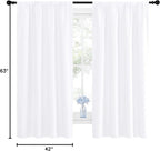NICETOWN Bedroom Curtains - Window Treatment Rod Pocket Curtains/Drapes for Bedroom (2 Panels, 42 by 63, White)