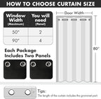 MIULEE Blackout Door Curtain Set of 2, 34 x 80 Inch Black Thermal Insulated Room Divider Drapes with Grommet Top for Privacy Cover, Living Room, Bedroom, Closet & Temporary Doorway