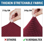 H.VERSAILTEX 4 Piece Stretch Sofa Covers for 3 Cushion Couch Covers for Living Room Furniture Slipcovers (Base Cover Plus 3 Seat Cushion Covers) Upgraded Thicker Jacquard Fabric (XL Sofa, Burgundy)