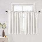 DWCN Blackout Curtains for Living Room Thermal Insulated, Energy Saving & Noise Reducing Bedroom Curtains, Ivory, W 52x L 36 Inch, Set of 2 Rod Pocket Curtain Panels