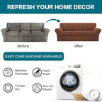 Turquoize 4 Piece Sofa Covers for 3 Cushion Couch Sofa Slipcover Soft Couch Cover for Dogs Washable Furniture Cover with 3 Individual Large Cushion Covers Feature Fabric (Large Sofa, Caramel)