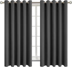 BGment Blackout Curtains for Bedroom - Grommet Thermal Insulated Room Darkening Curtains for Living Room, Set of 2 Panels (70 x 63 Inch, Dark Grey)