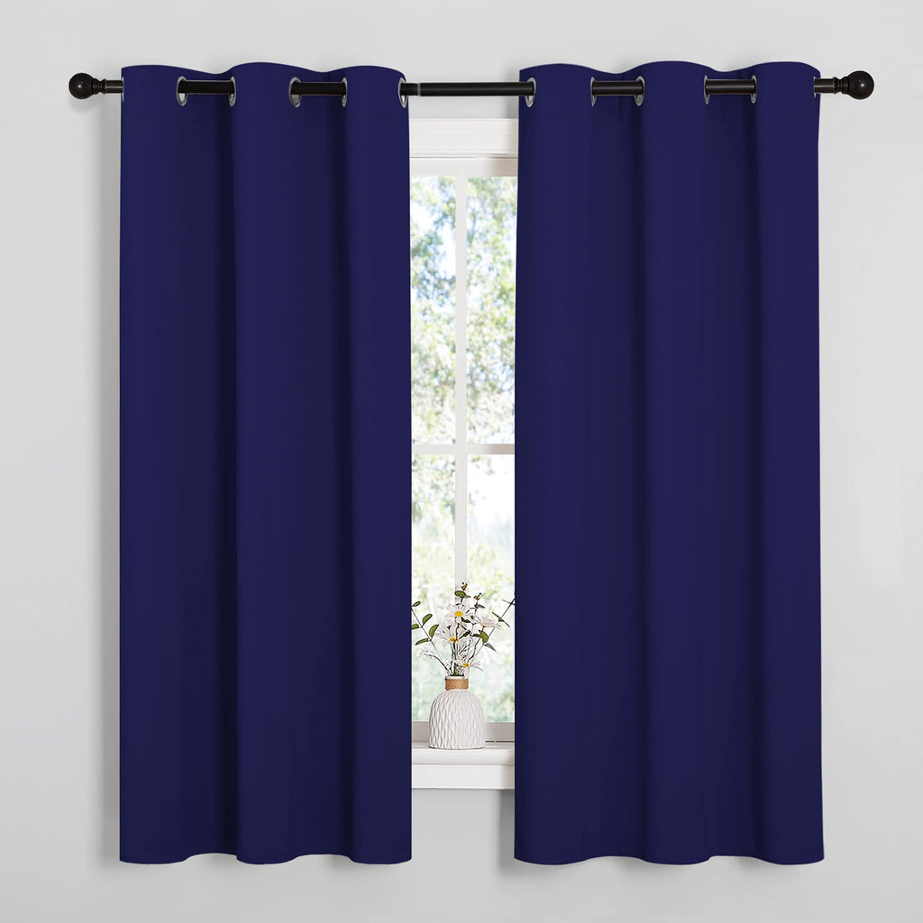 NICETOWN Bedroom Curtains Blackout Drapery Panels, Three Pass Microfiber Thermal Insulated Solid Ring Top Blackout Window Curtains/Drapes (Two Panels, 42 x 50 inches, Gray)