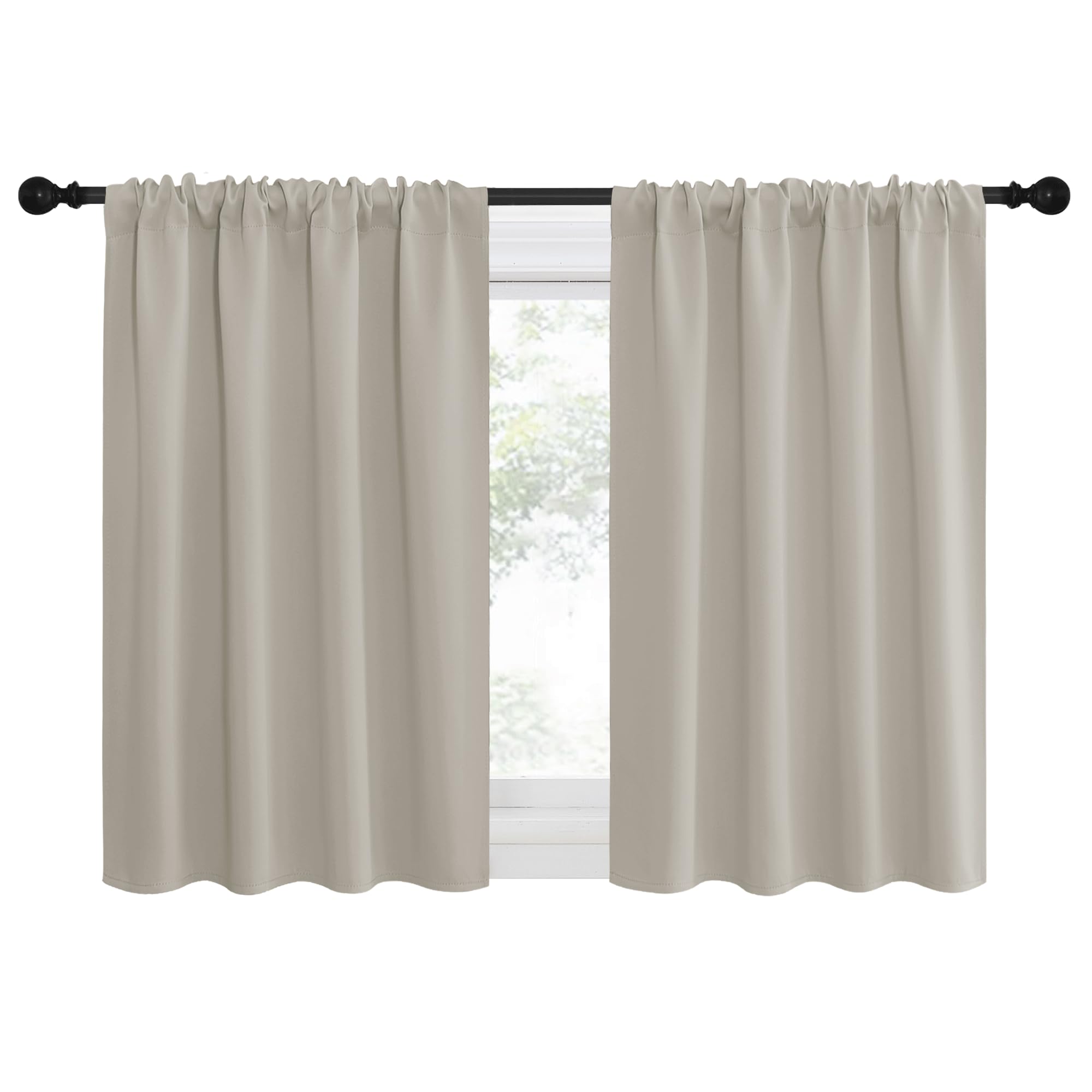 NICETOWN Blackout Curtains for Living Curtains, Room Darkening Window Curtain Panels, Easy-Care Solid Thermal Insulated Draperies/Drapes for Daughter Room (Natural, 2 Panels, 34 by 36)