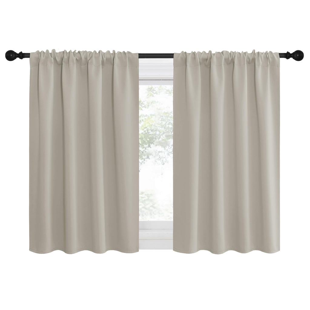 NICETOWN Blackout Curtains for Living Curtains, Room Darkening Window Curtain Panels, Easy-Care Solid Thermal Insulated Draperies/Drapes for Daughter Room (Natural, 2 Panels, 34 by 30)