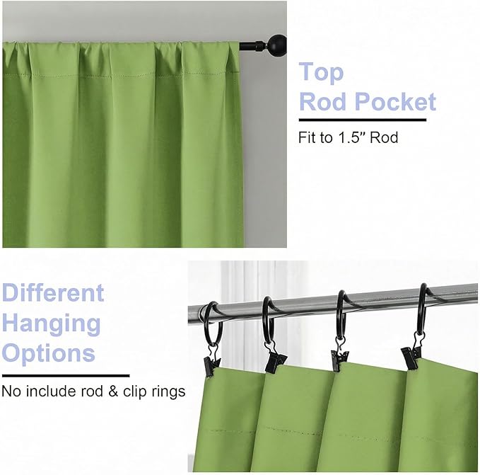 Simplebrand Ava Lime Blackout Curtains for Bedroom 84 Inch Length 2 Panels Set, Solid Thermal Insulated Privacy Nursery Window Treatment Curtains Blackout Drapes, W40 x L84 Inch, Lime