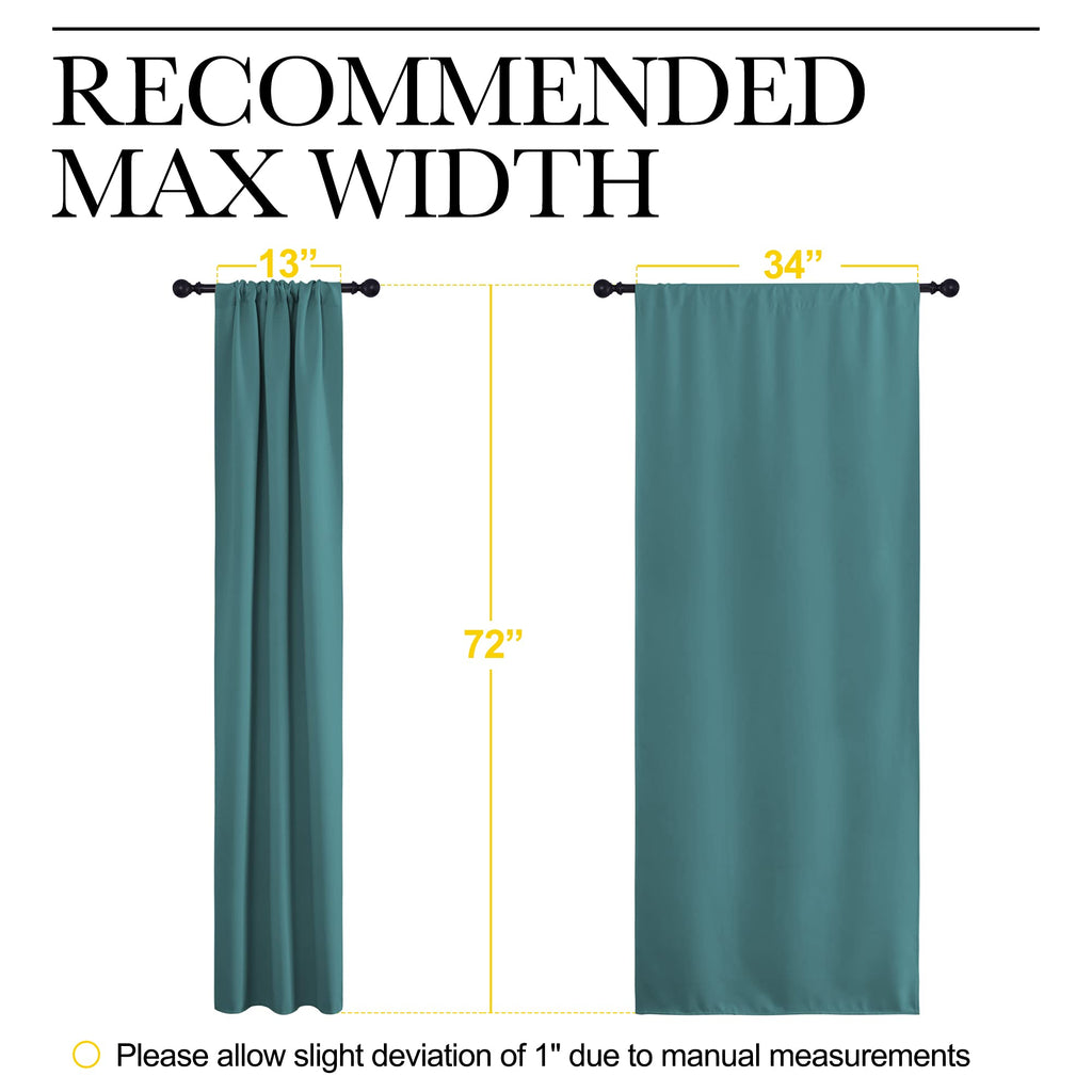 NICETOWN Blackout Curtains for Living Curtains, Three Pass Microfiber Noise Reducing Thermal Insulated Solid Rod Pocket Blackout Window Curtains for Kids Room (Sea Teal, 2 Panels, 34-inch x 72-inch)