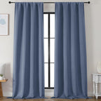 Simplebrand Denim Blackout Curtains for Bedroom 96 Inches Long 2 Panels, Solid Thermal Insulated, Energy Saving Living Room Window Treatment Curtains Blackout Drapes, W50 x L96 Inch, Denim
