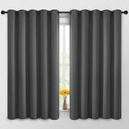Yakamok 63 Inch Long Blackout Curtains for Bedroom, Thermal Insulated Room Darkening Curtains, Light Blocking Blackout Drapes for Living Room- 2 Panels, 62x63 Inch, Charcoal Grey