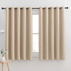 NICETOWN Room Darkening Curtain Panels for Cafe, Thermal Insulated Grommet Room Darkening Draperies/Drapes for Window (Biscotti Beige, 2 Panels, W70 x L63 -inch)
