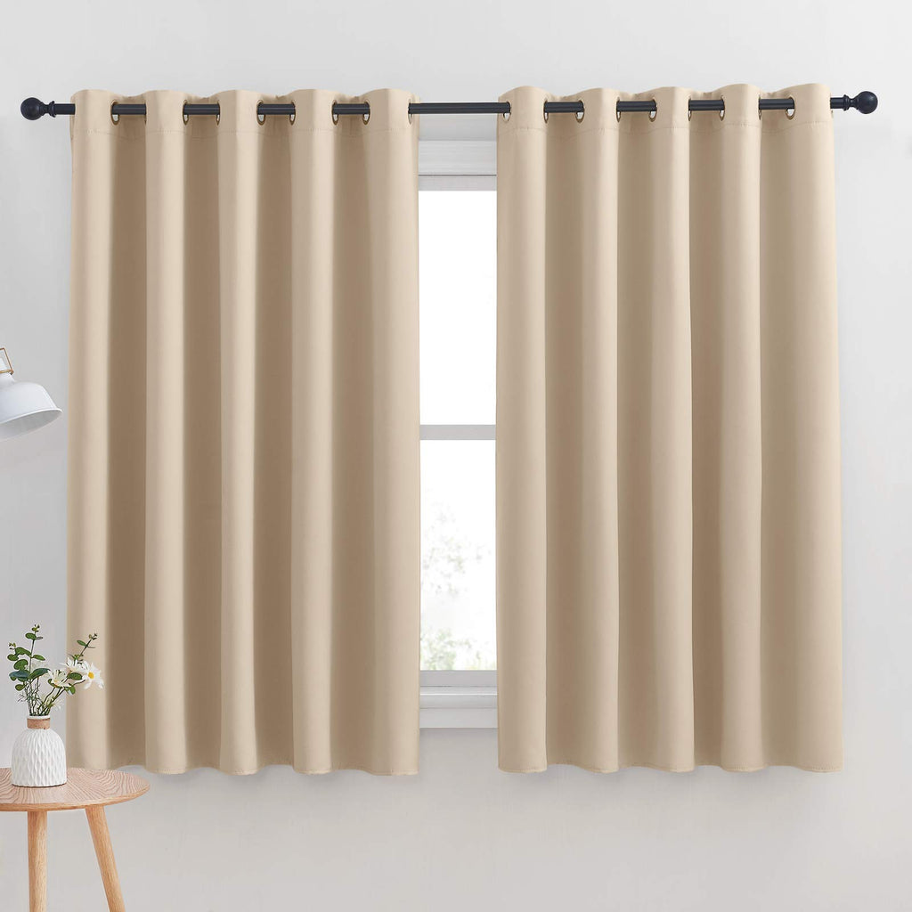 NICETOWN Room Darkening Curtain Panels for Cafe, Thermal Insulated Grommet Room Darkening Draperies/Drapes for Window (Biscotti Beige, 2 Panels, W70 x L63 -inch)