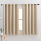 NICETOWN Room Darkening Curtain Panels for Cafe, Thermal Insulated Grommet Room Darkening Draperies/Drapes for Window (Biscotti Beige, 2 Panels, W70 x L63 -inch)
