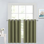 Yakamok Window Treatment Kitchen Drapes - Plain Solid Grommet Top Short Curtains for Kitchen Window(52Wx36L, Sage, 2 Panels)