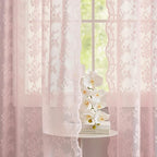 YJ YANJUN Vintage Lace Curtains 84 Inches Long- Pretty Pastel Floral Pink Sheer Curtain Panels for Living Room Girl Bedroom,Light Filtering, Cute Princess Girls Room Drapes 2 Panels 52W x 84L
