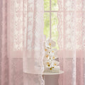 YJ YANJUN Vintage Lace Curtains 84 Inches Long- Pretty Pastel Floral Pink Sheer Curtain Panels for Living Room Girl Bedroom,Light Filtering, Cute Princess Girls Room Drapes 2 Panels 52W x 84L