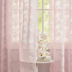 YJ YANJUN Vintage Lace Curtains 84 Inches Long- Pretty Pastel Floral Pink Sheer Curtain Panels for Living Room Girl Bedroom,Light Filtering, Cute Princess Girls Room Drapes 2 Panels 52W x 84L