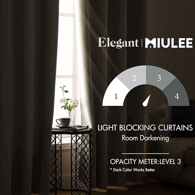 MIULEE Blackout Room Darkening Curtains Thermal Insulated Drapes Solid Window Treatment Set Grommet Top Light Blocking Curtain for Living Room/Bedroom 2 Panels 52 x 84 inch Length Cream