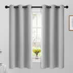 Yakamok 63 Inch Length Blackout Curtains for Bedroom, Thermal Insulated Room Darkening Grommet Top Window Drapes for Living Room,Light Grey,42W x 63L,2 Panels