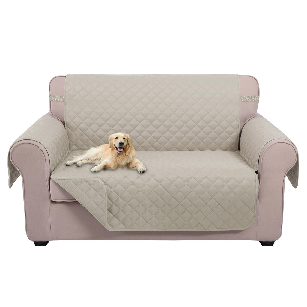 U-NICE HOME Loveseat Sofa Cover for 2 Cushion Couch, Beige/Beige