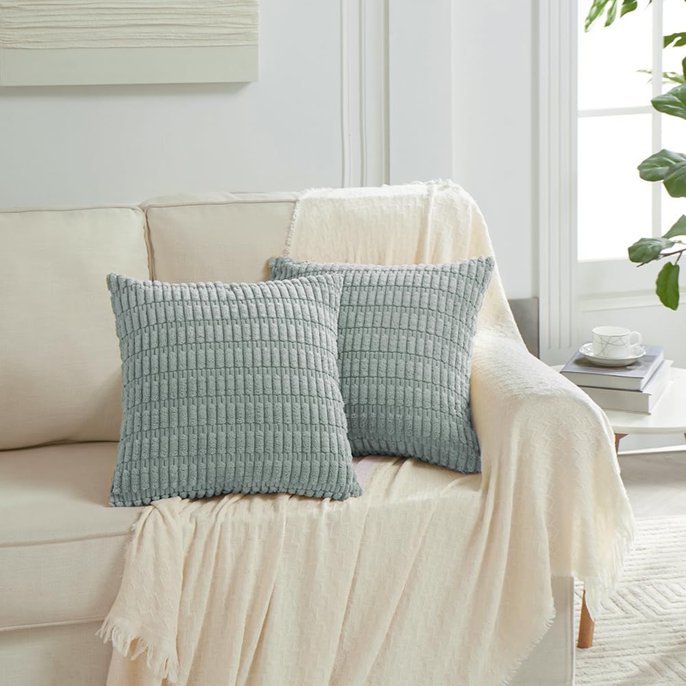 Fancy Homi 4 Packs Decorative Throw Pillow Covers for Living Room Couch Bed, Modern Farmhouse Boho Home Décor Accent Cushion Case, 14" x 14", Grey Blue