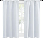 NICETOWN Greyish White Window Curtain Panels - Thermal Insulated Rod Pocket Room Darkening Curtain Sets for Bedroom (Greyish White, 2 Panels, 34 in x 54 in (W x L))