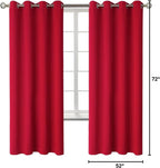 BGment Room Darkening Curtains 72 Inches Long - Grommet Thermal Insulated Drapes Window Treatment Curtains for Bedroom, 2 Panels, 52 x 72 Inch, Red