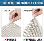 H.VERSAILTEX 4 Piece Stretch Sofa Covers for 3 Cushion Couch Covers for Living Room Furniture Slipcovers (Base Cover Plus 3 Seat Cushion Covers) Thicker Jacquard Fabric (Large Sofa, Ivory)