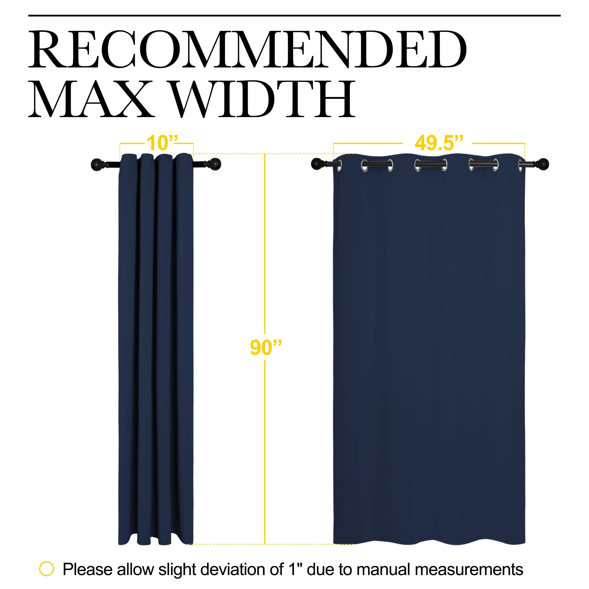 NICETOWN Navy Blackout Curtains for Sliding Door - 55 by 90, 2 Pieces, Blocking Out Sunlight Window Treatment Modern Design Grommet Curtain Panels for Dining Room