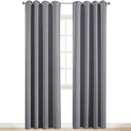 Yakamok Room Darkening Gray Blackout Curtains 84 Inch Long Light Blocking Thermal Insulated Window Treatment Grommet Drapes for Bedroom Living Room, 52W x 84L, Grey Curtains, 2 Panels