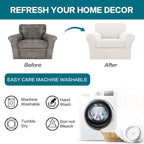 Turquoize 2 Piece Chair Covers Armchair Slipcovers for Living Room Armchair Sofa Cover with Individual Cushion Covers Feature Jacquard Fabric (Chair, Porcelain)