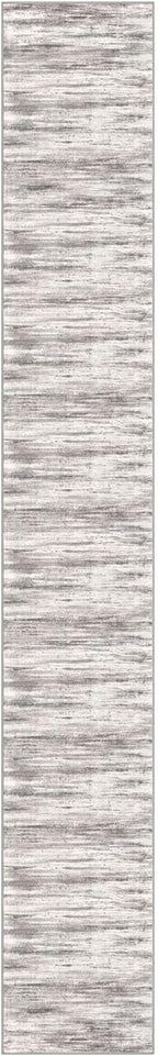 KOZYFLY Modern Abstract Washable Long Runner Rug 2.6x18 Hallway Rug Runner Non-Slip Soft Stair Runner Rugs, Grey/Light Beige/Brown Striped Carpet for Kitchen Entryway Bathroom