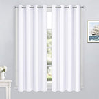 Yakamok Pure White Curtains Room Darkening Thermal Insulated Grommet top Window Curtains for Living Room, 52 x 54 Inch, Pure White, Set of 2