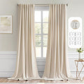 MIULEE Cream Beige Back Tab Blackout Curtains 52x92 Inch Long 2 Panels Set